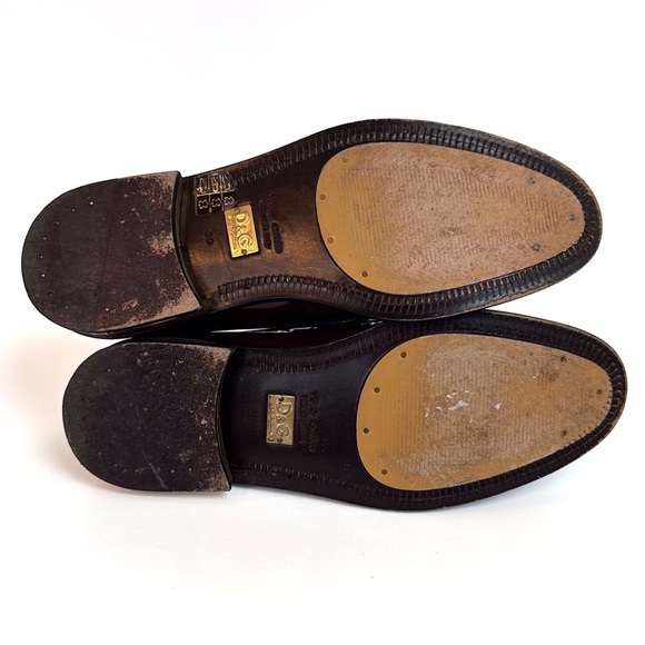 Dolce & Gabbana Burgundy Patent Leather Penny Loafers EU 39 US 8 Glossy Flat - Picture 9 of 16